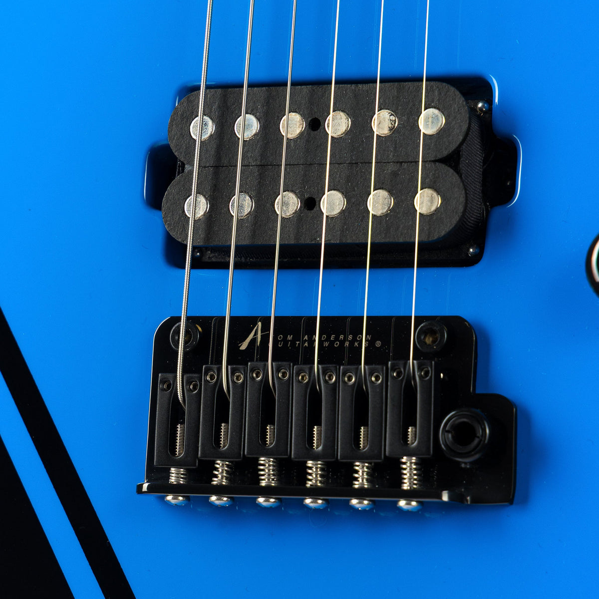 Tom Anderson Guitarworks Raven - Voodoo Blue with Black Racing Stripe