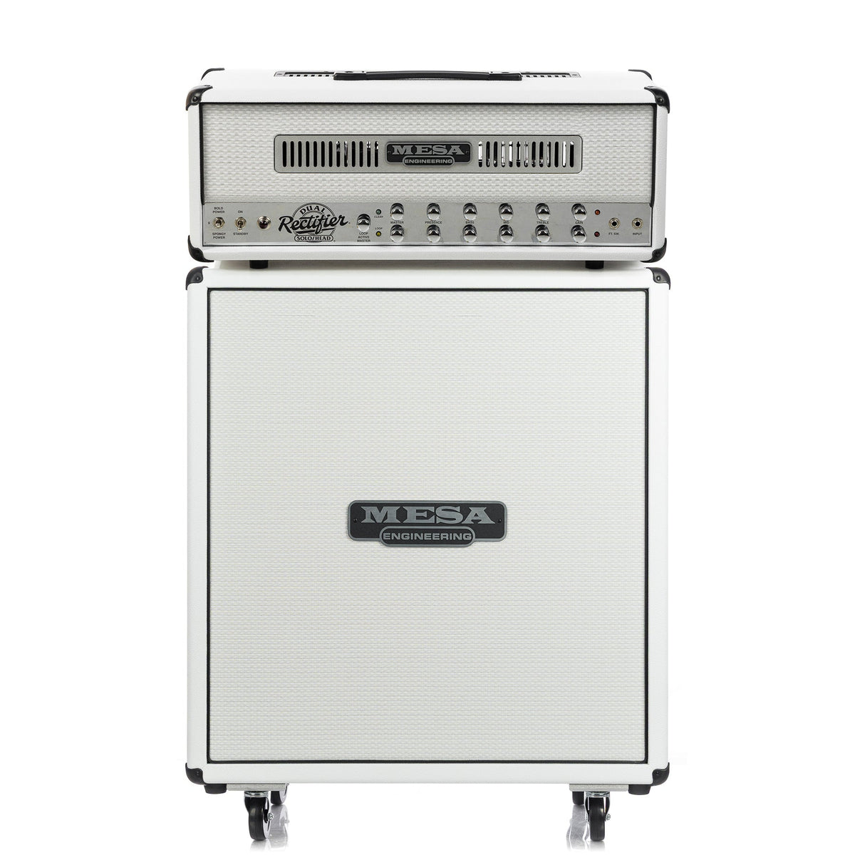 Mesa/Boogie ’90s Dual Rectifier Head & 4x12 Rectifier Standard Straight Cabinet - Hot White Bronco / White Grille